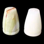 Afghan Jade hand-carved Salt & Pepper shakers 47*67mm 172g+185g in sunlight - Rocks and Things Store