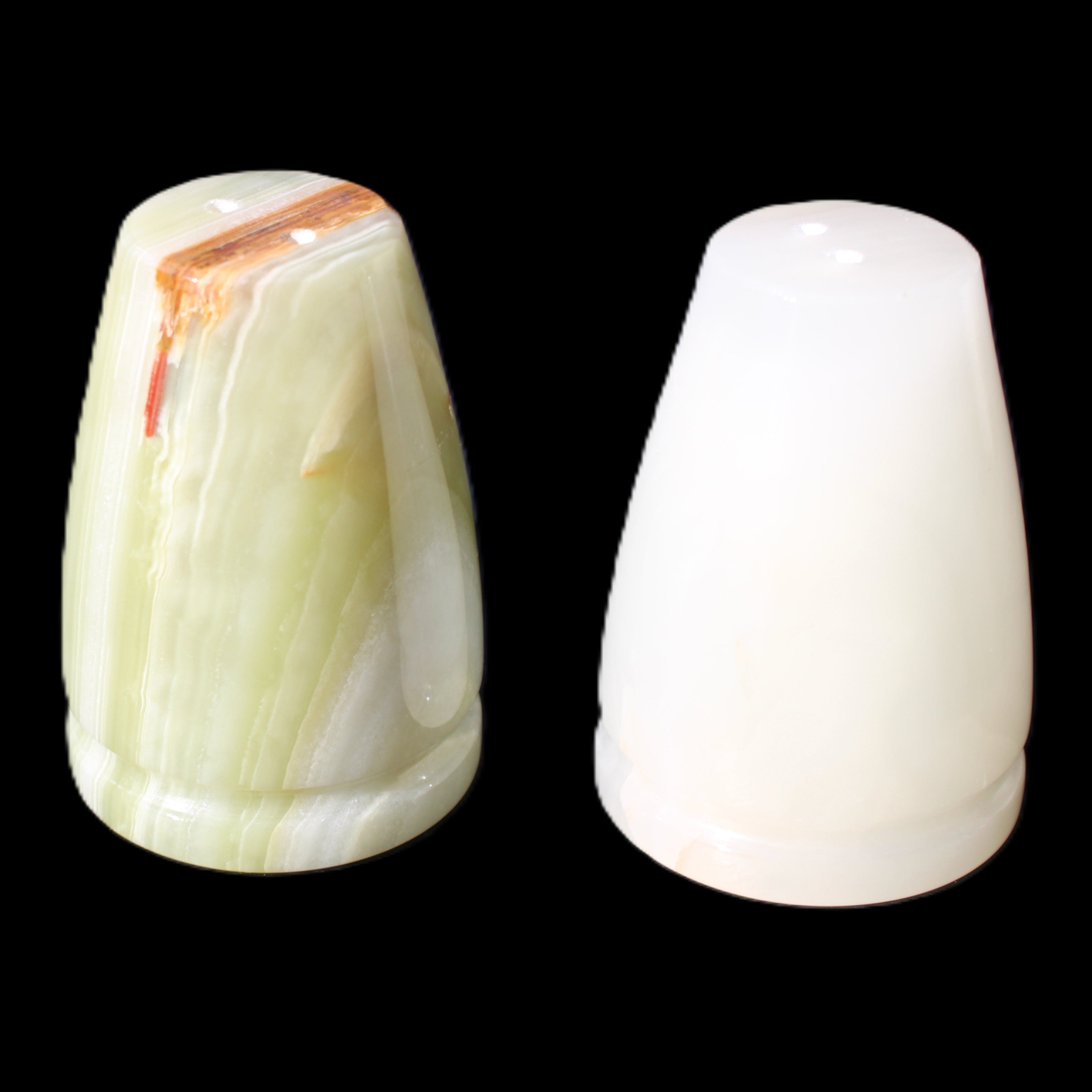 Afghan Jade hand-carved Salt & Pepper shakers 47*67mm 172g+185g in sunlight - Rocks and Things Store