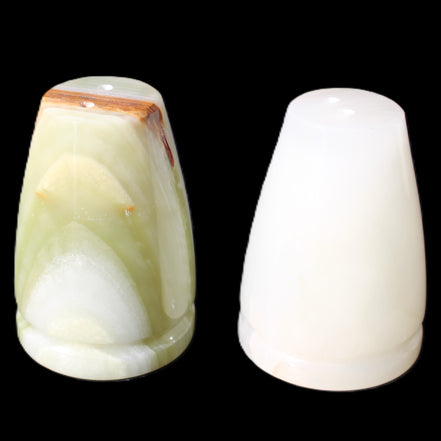 Afghan Jade hand-carved Salt & Pepper shakers 47*67mm 172g+185g in sunlight - Rocks and Things Store