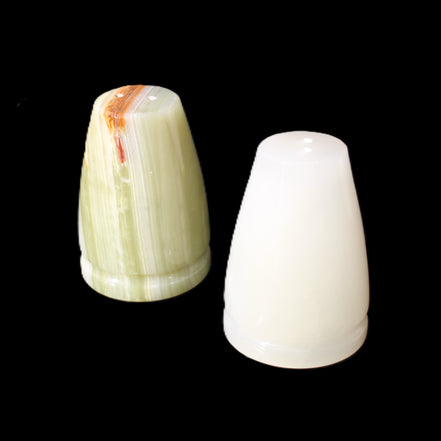 Afghan Jade hand-carved Salt & Pepper shakers 47*67mm 172g+185g in sunlight - Rocks and Things Store