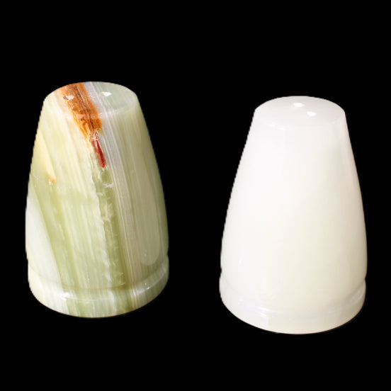 Afghan Jade hand-carved Salt & Pepper shakers 47*67mm 172g+185g in sunlight - Rocks and Things Store