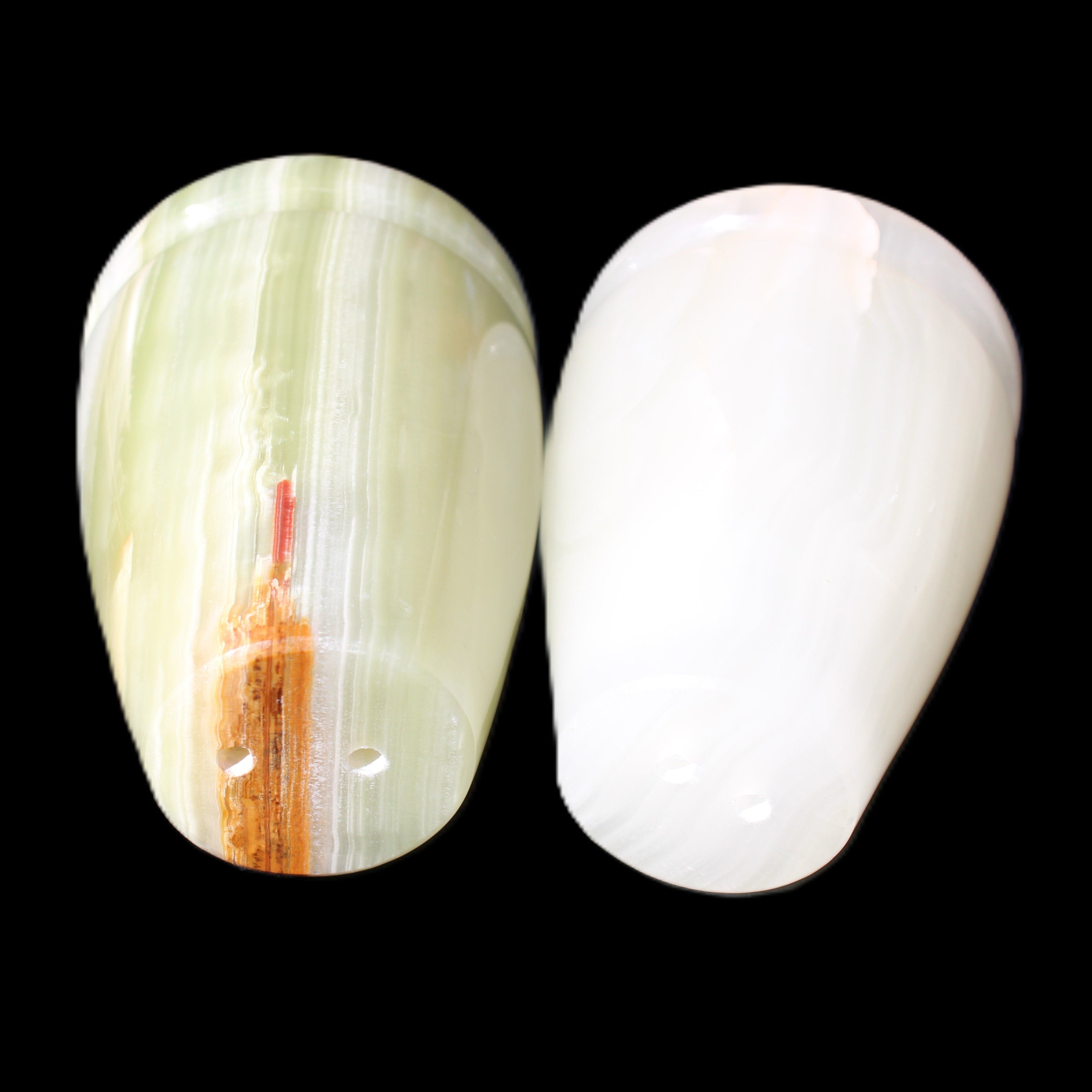 Afghan Jade hand-carved Salt & Pepper shakers 47*67mm 172g+185g in sunlight - Rocks and Things Store