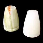 Afghan Jade hand-carved Salt & Pepper shakers 47*67mm 172g+185g in sunlight - Rocks and Things Store