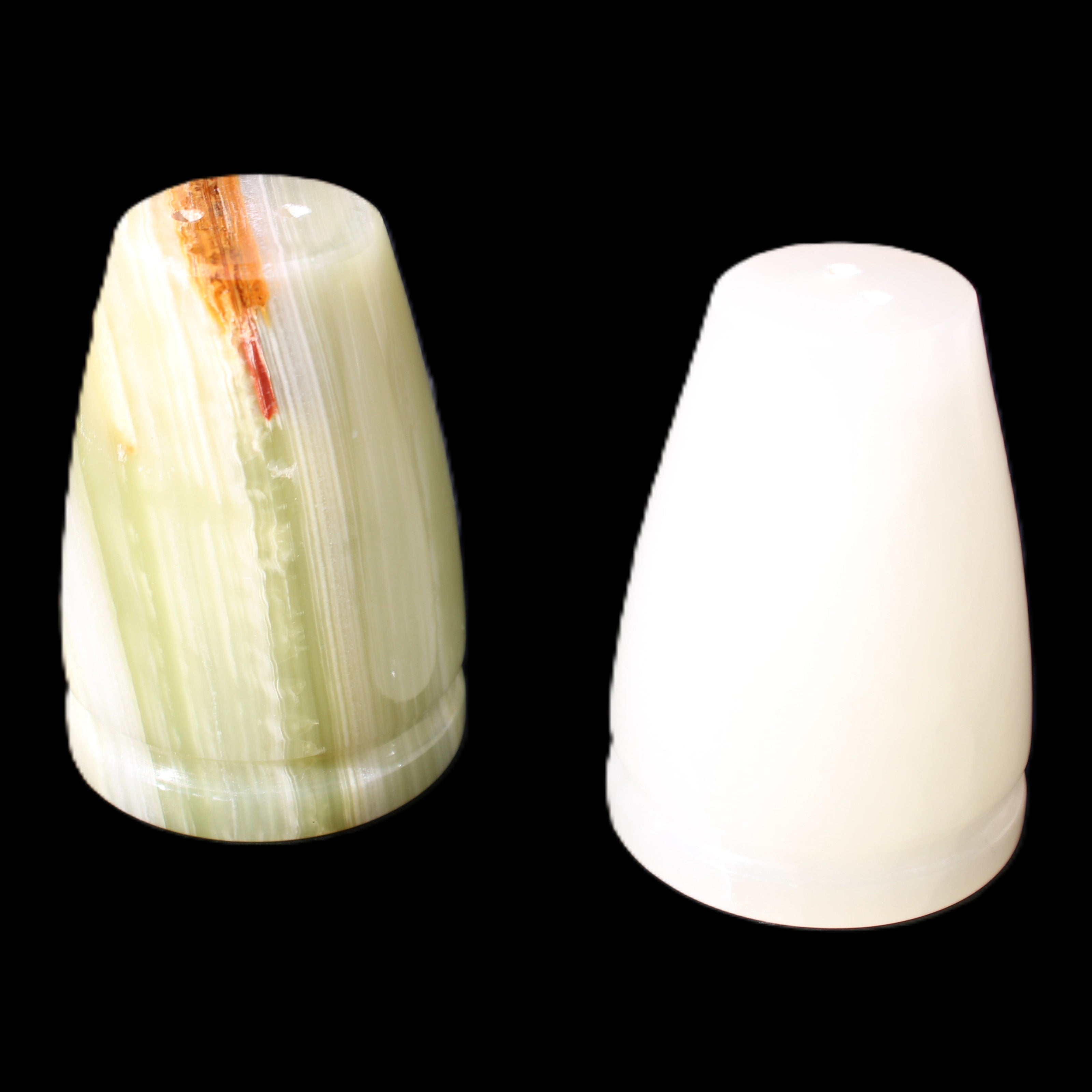 Afghan Jade hand-carved Salt & Pepper shakers 47*67mm 172g+185g in sunlight - Rocks and Things Store