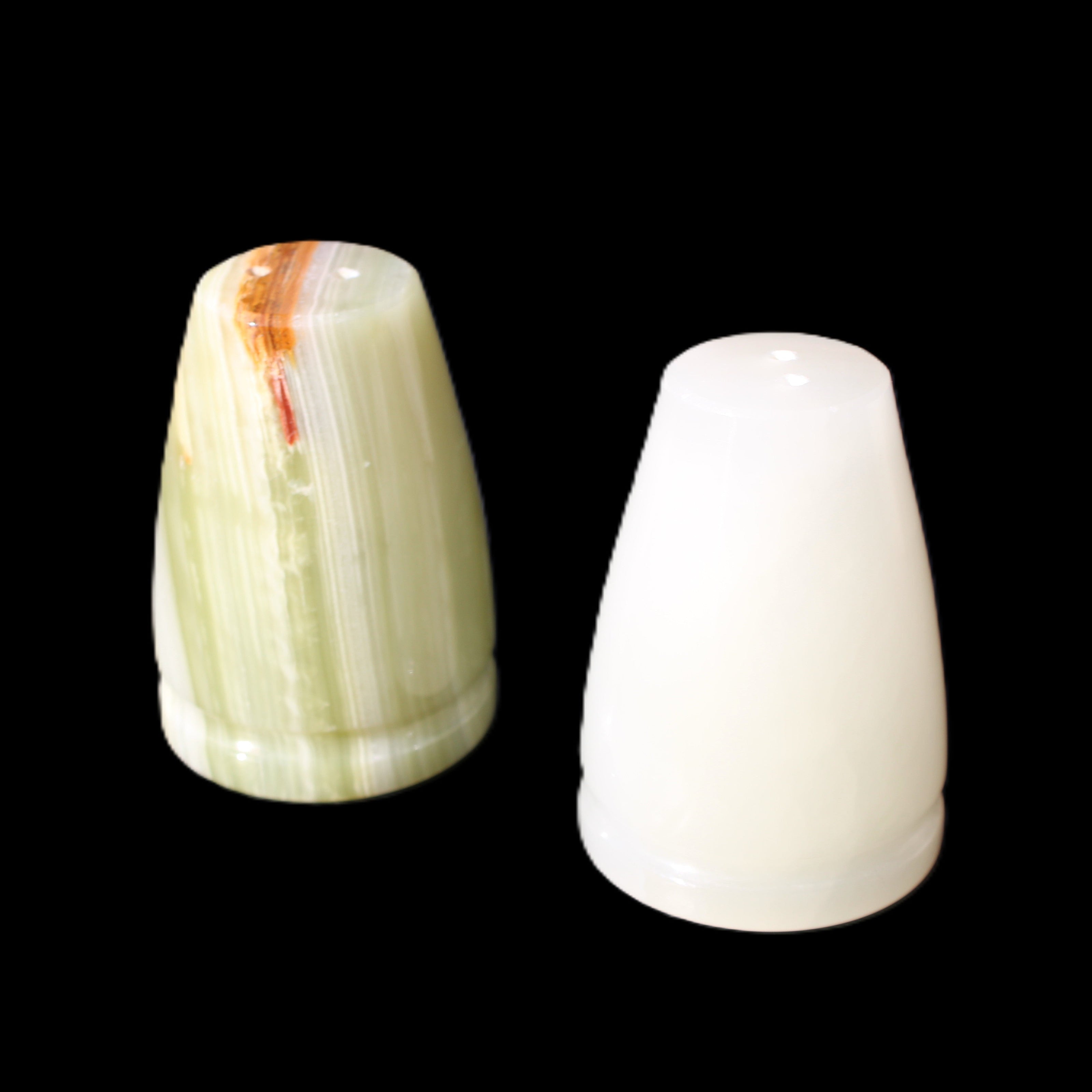 Afghan Jade hand-carved Salt & Pepper shakers 47*67mm 172g+185g in sunlight - Rocks and Things Store