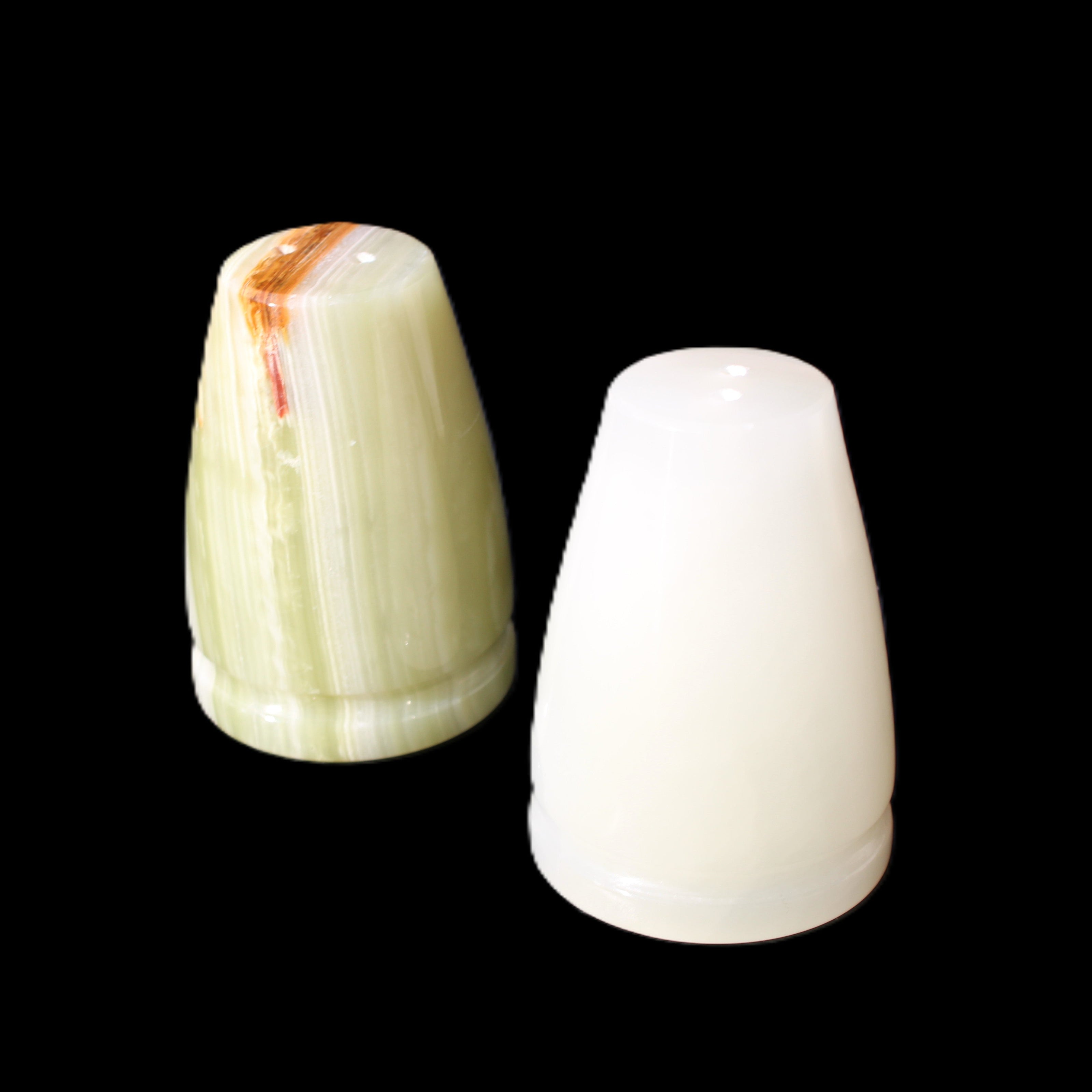 Afghan Jade hand-carved Salt & Pepper shakers 47*67mm 172g+185g in sunlight - Rocks and Things Store