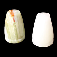 Afghan Jade hand-carved Salt & Pepper shakers 47*67mm 172g+185g in sunlight - Rocks and Things Store