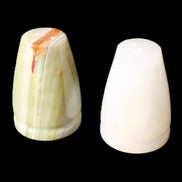 Afghan Jade hand-carved Salt & Pepper shakers 47*67mm 172g+185g in sunlight - Rocks and Things Store