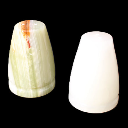 Afghan Jade hand-carved Salt & Pepper shakers 47*67mm 172g+185g in sunlight - Rocks and Things Store