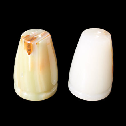 Afghan Jade hand-carved Salt & Pepper shakers 46*65m 158g+172g in sunlight - Rocks and Things Store