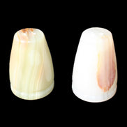 Afghan Jade hand-carved Salt & Pepper shakers 46*65m 158g+172g in sunlight - Rocks and Things Store