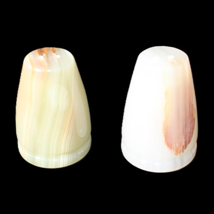 Afghan Jade hand-carved Salt & Pepper shakers 46*65m 158g+172g in sunlight - Rocks and Things Store