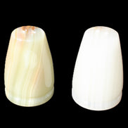 Afghan Jade hand-carved Salt & Pepper shakers 46*65m 158g+172g in sunlight - Rocks and Things Store