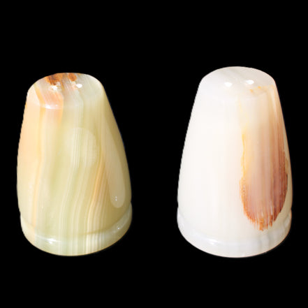 Afghan Jade hand-carved Salt & Pepper shakers 46*65m 158g+172g in sunlight - Rocks and Things Store