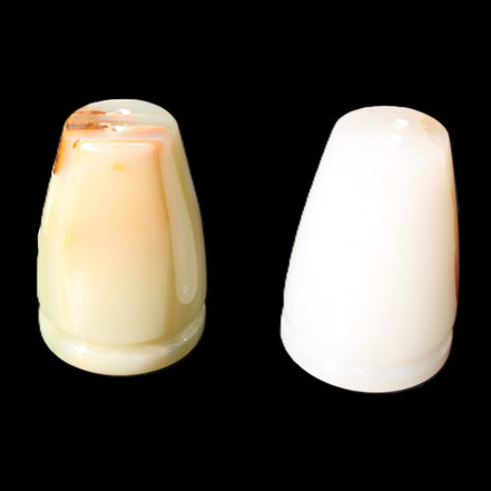 Afghan Jade hand-carved Salt & Pepper shakers 46*65m 158g+172g in sunlight - Rocks and Things Store