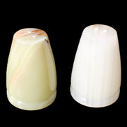 Afghan Jade hand-carved Salt & Pepper shakers 46*65m 158g+172g in sunlight - Rocks and Things Store