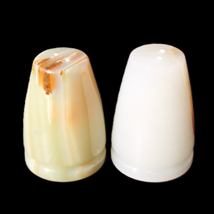 Afghan Jade hand-carved Salt & Pepper shakers 46*65m 158g+172g in sunlight - Rocks and Things Store