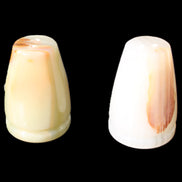 Afghan Jade hand-carved Salt & Pepper shakers 46*65m 158g+172g in sunlight - Rocks and Things Store