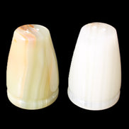 Afghan Jade hand-carved Salt & Pepper shakers 46*65m 158g+172g in sunlight - Rocks and Things Store