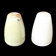Afghan Jade hand-carved Salt & Pepper shakers 46*65m 158g+172g in sunlight - Rocks and Things Store