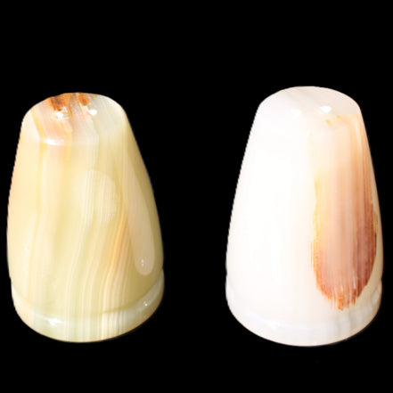 Afghan Jade hand-carved Salt & Pepper shakers 46*65m 158g+172g in sunlight - Rocks and Things Store