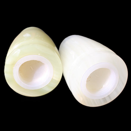 Afghan Jade hand-carved Salt & Pepper shakers 46*65m 158g+172g in sunlight - Rocks and Things Store