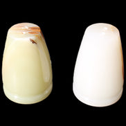 Afghan Jade hand-carved Salt & Pepper shakers 46*65m 158g+172g in sunlight - Rocks and Things Store