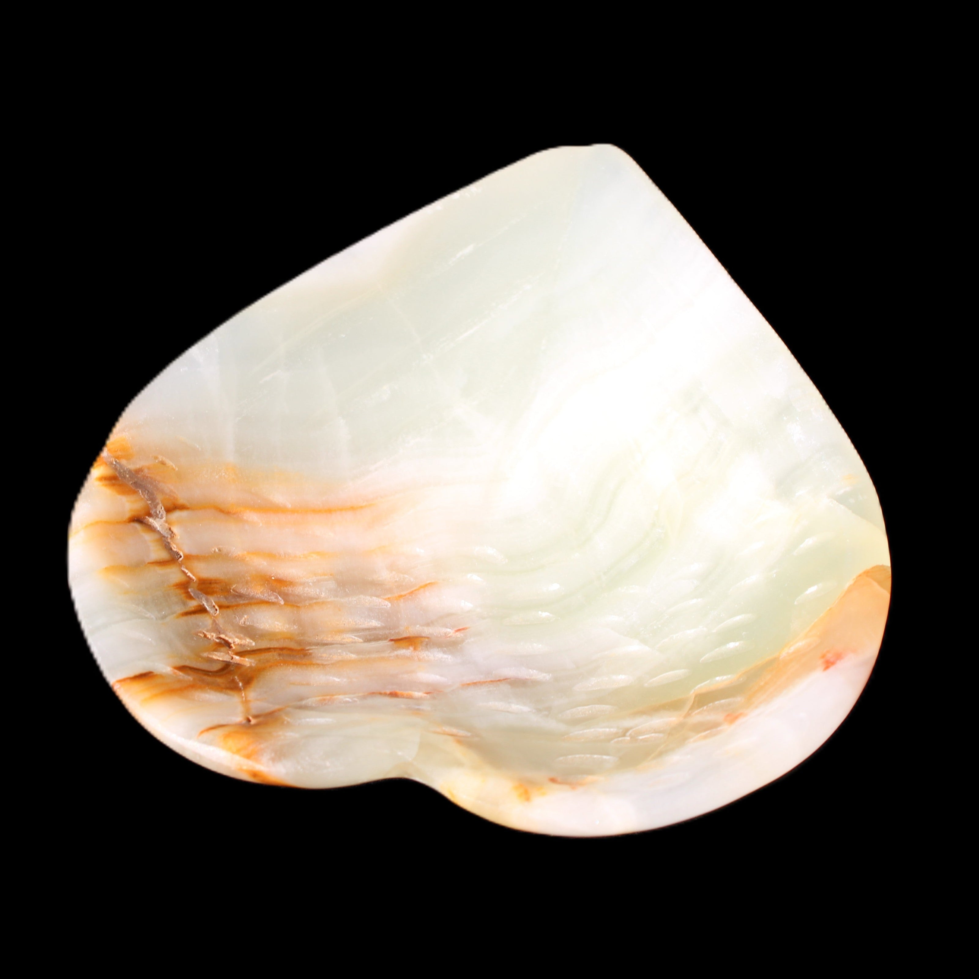 Afghan Jade hand-carved heart shape dish 103*109*26mm 220g in sunlight - Rocks and Things Store