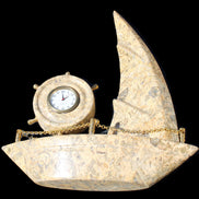 Fossil Rock hand-carved boat 210*55*232mm 1300g in sunlight - Rocks and Things Store