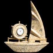 Fossil Rock hand-carved boat 210*55*232mm 1300g in sunlight - Rocks and Things Store