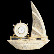 Fossil Rock hand-carved boat 210*55*232mm 1300g in sunlight - Rocks and Things Store