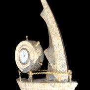 Fossil Rock hand-carved boat 210*55*232mm 1300g in sunlight - Rocks and Things Store