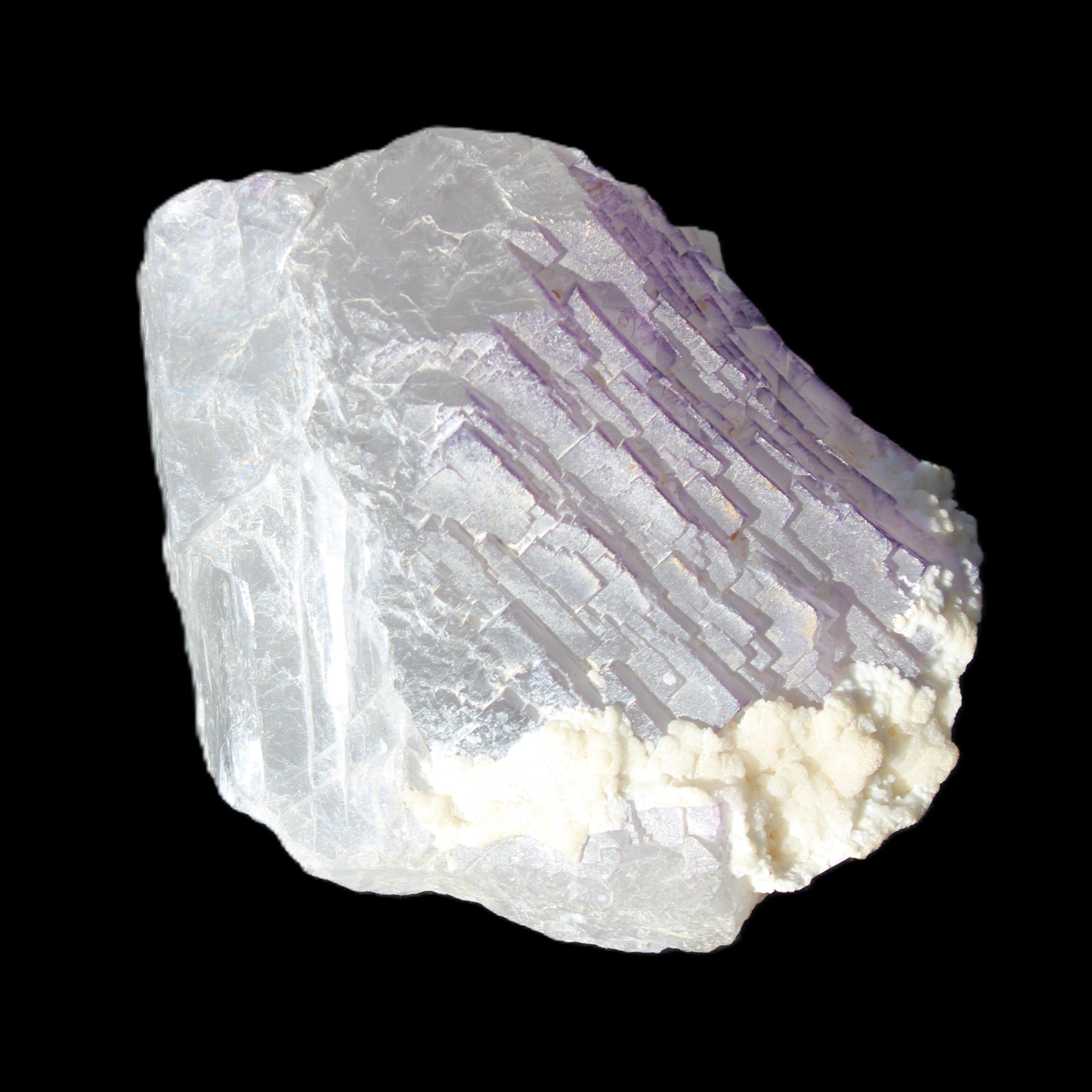 Clear with Violet tinged Fluorite cubic cluster 75*72*55mm 386g in sunlight - Rocks and Things Store