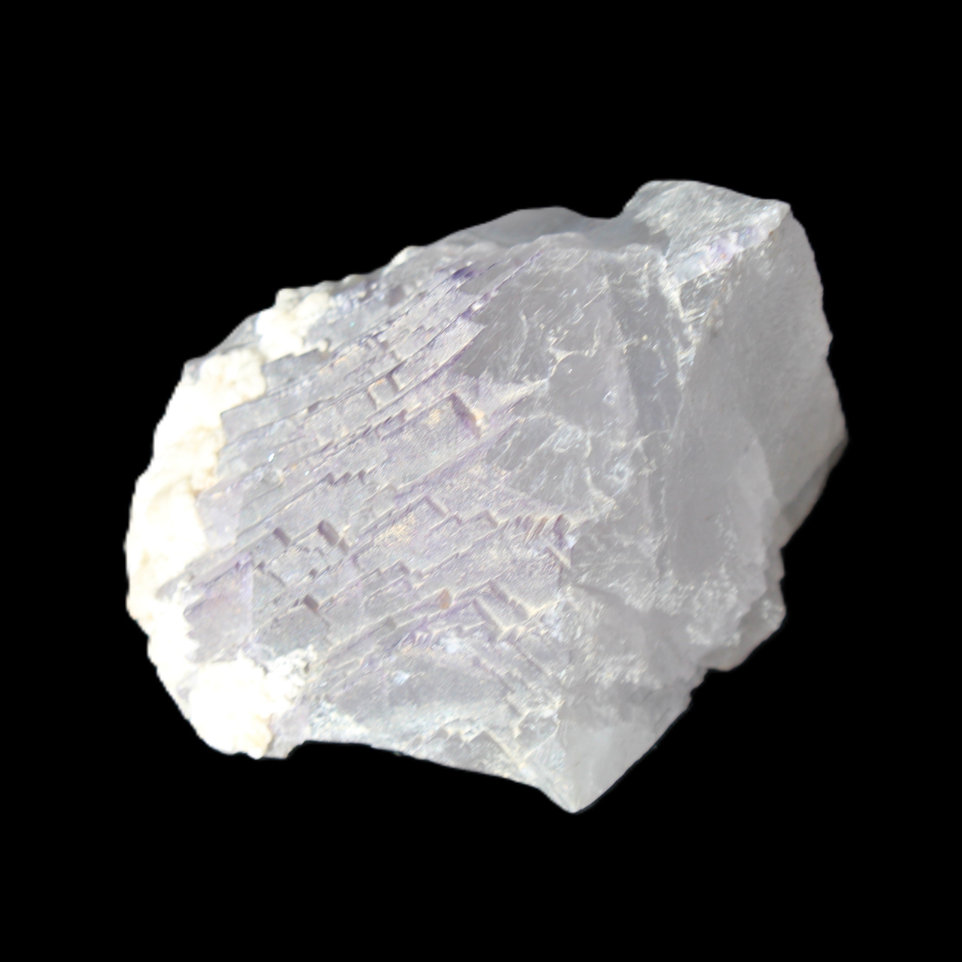 Clear with Violet tinged Fluorite cubic cluster 75*72*55mm 386g in sunlight - Rocks and Things Store
