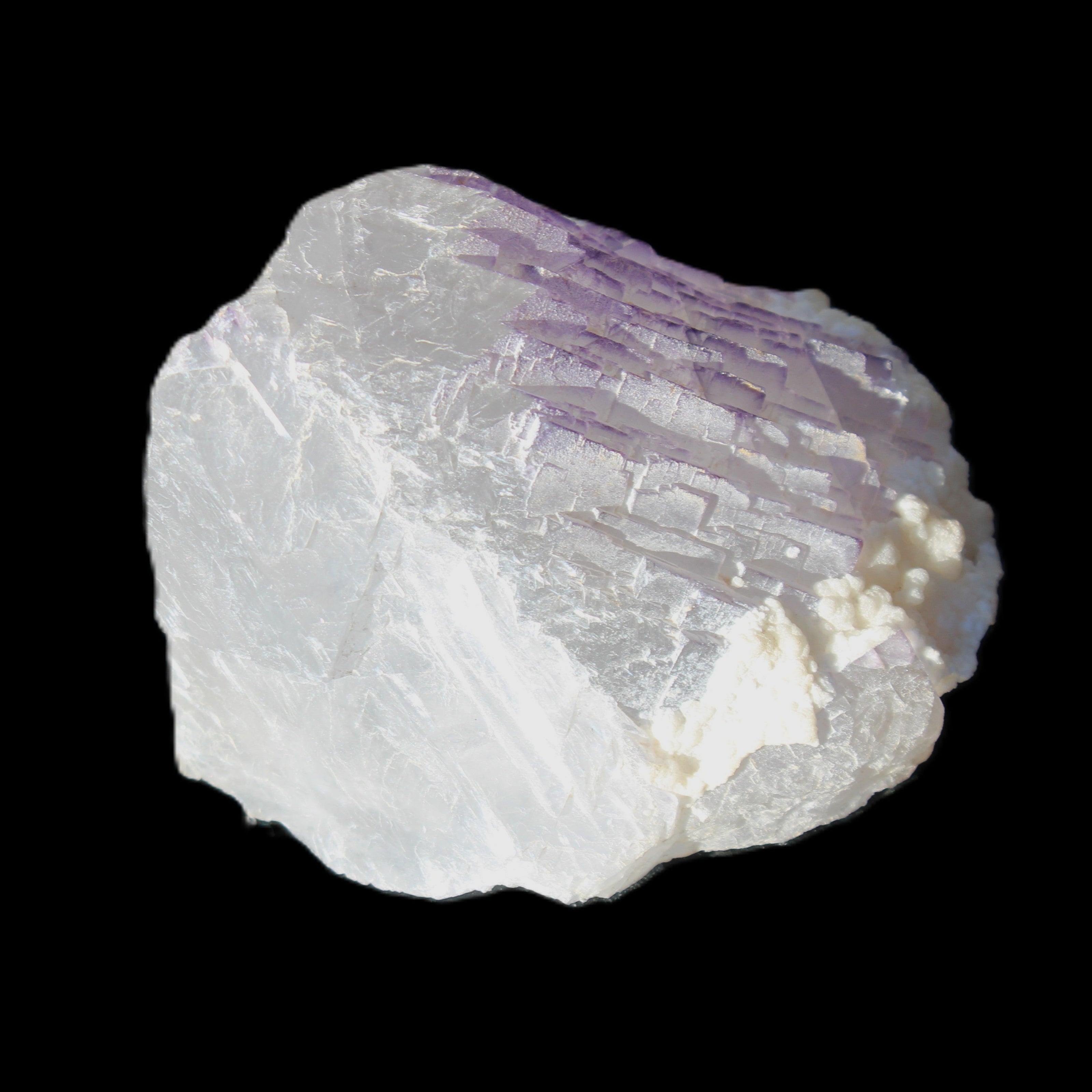 Clear with Violet tinged Fluorite cubic cluster 75*72*55mm 386g in sunlight - Rocks and Things Store