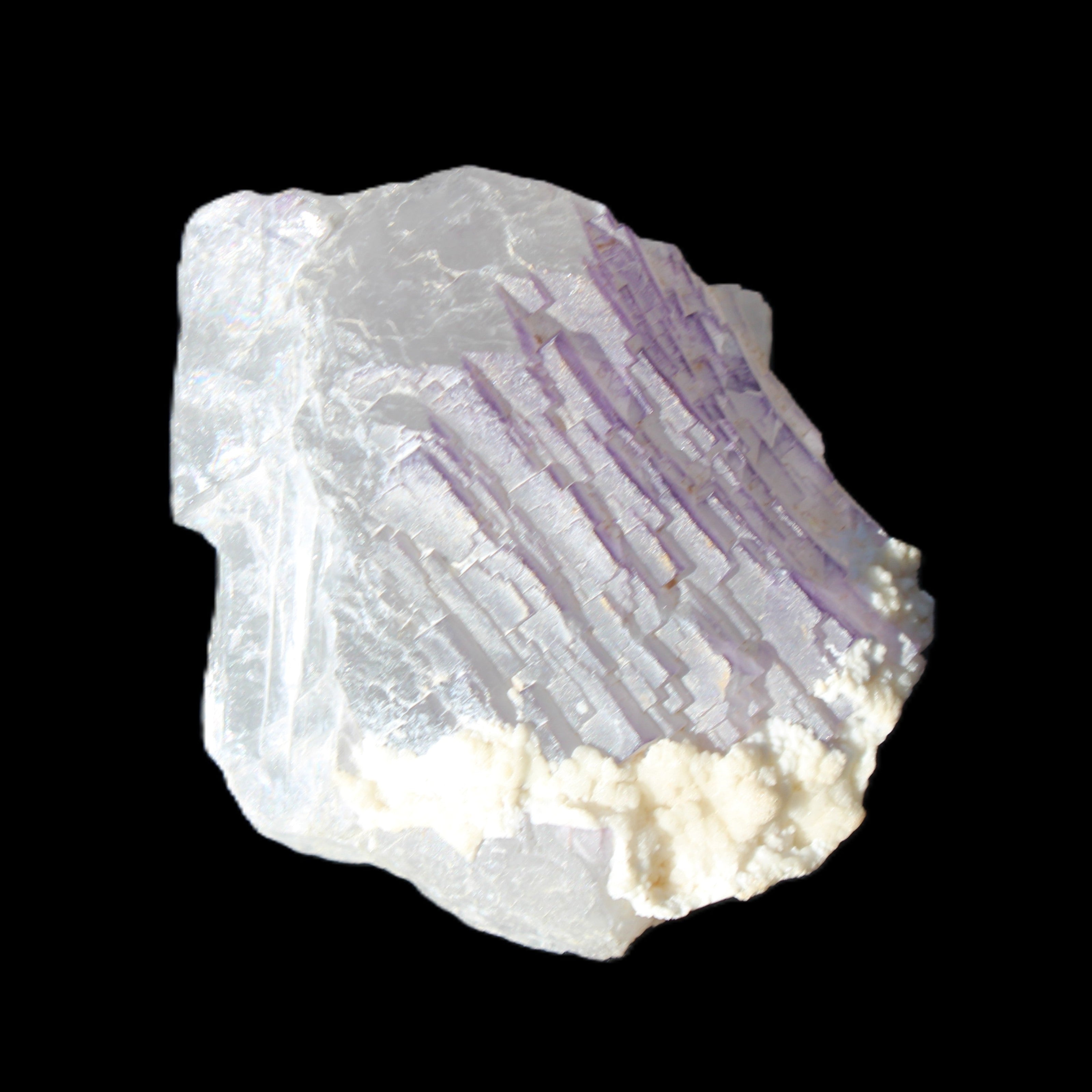 Clear with Violet tinged Fluorite cubic cluster 75*72*55mm 386g in sunlight - Rocks and Things Store
