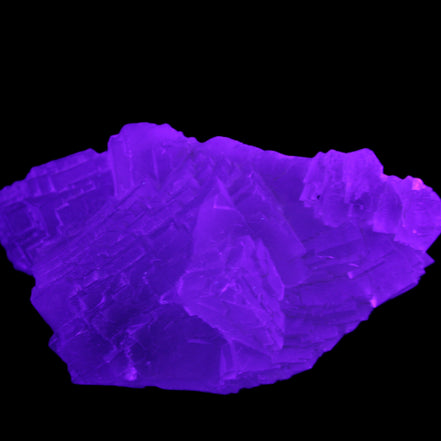 Clear Fluorite cluster 111*51*50mm 306g in UV light - Rocks and Things Store