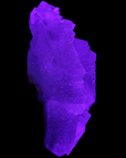 Clear Fluorite cluster 111*51*50mm 306g in UV light - Rocks and Things Store