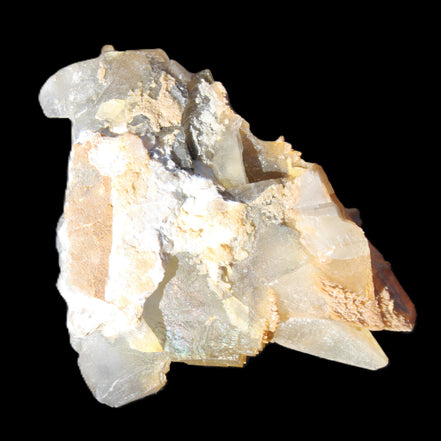 Clear Yellow Fluorite with 45mm dog-tooth Calcite 98*76*55mm 286g in sunlight - Rocks and Things Store