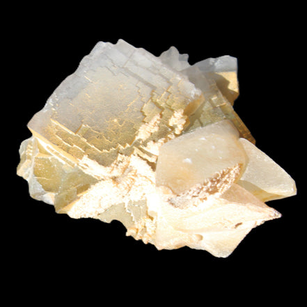 Clear Yellow Fluorite with 45mm dog-tooth Calcite 98*76*55mm 286g in sunlight - Rocks and Things Store