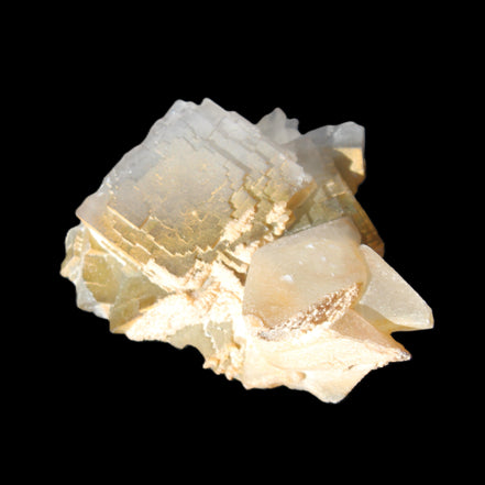 Clear Yellow Fluorite with 45mm dog-tooth Calcite 98*76*55mm 286g in sunlight - Rocks and Things Store