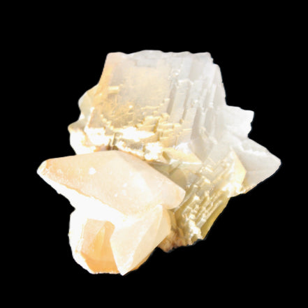 Clear Yellow Fluorite with 45mm dog-tooth Calcite 98*76*55mm 286g in sunlight - Rocks and Things Store
