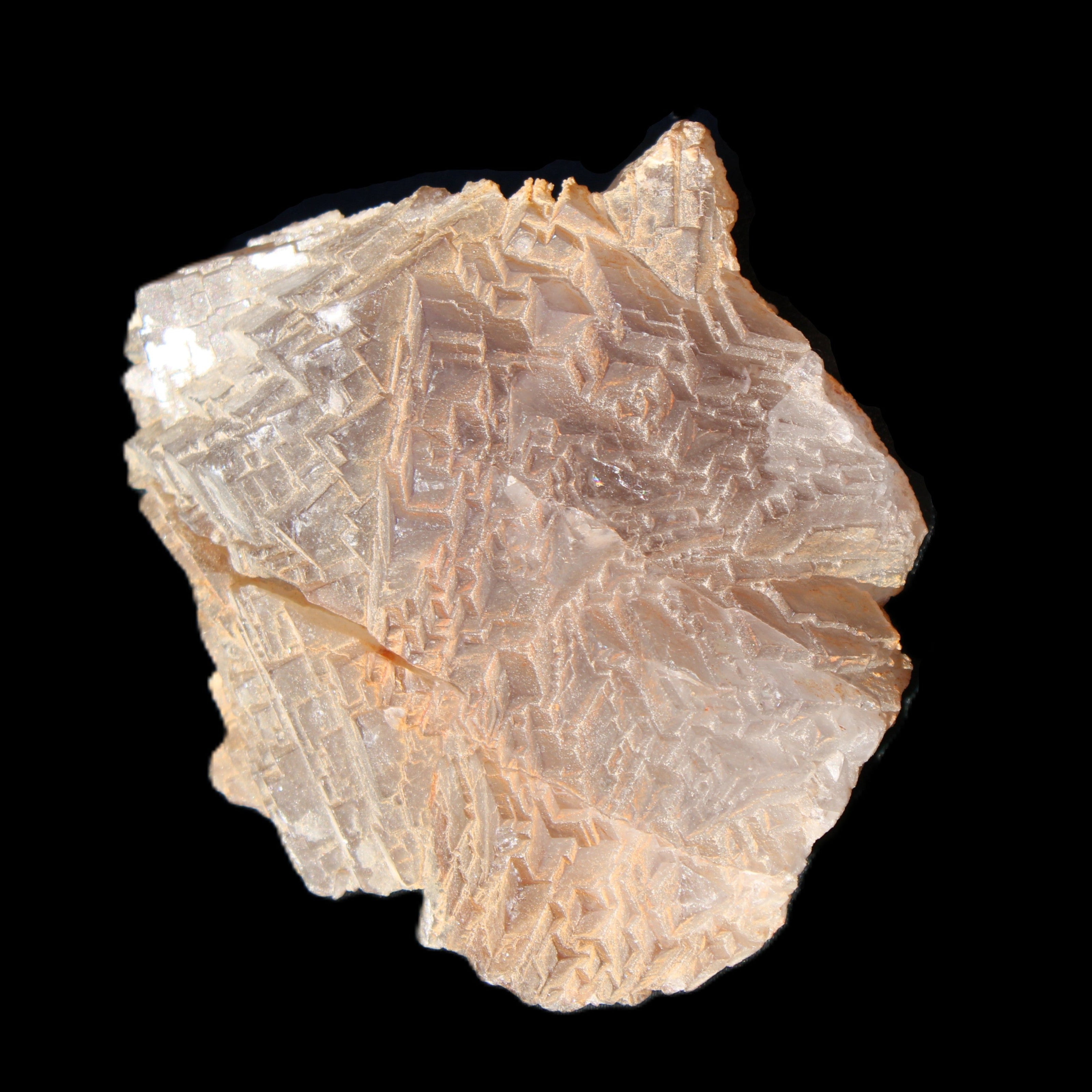 Clear Fluorite stepped cluster 87*80*28mm 238g in sunlight - Rocks and Things Store