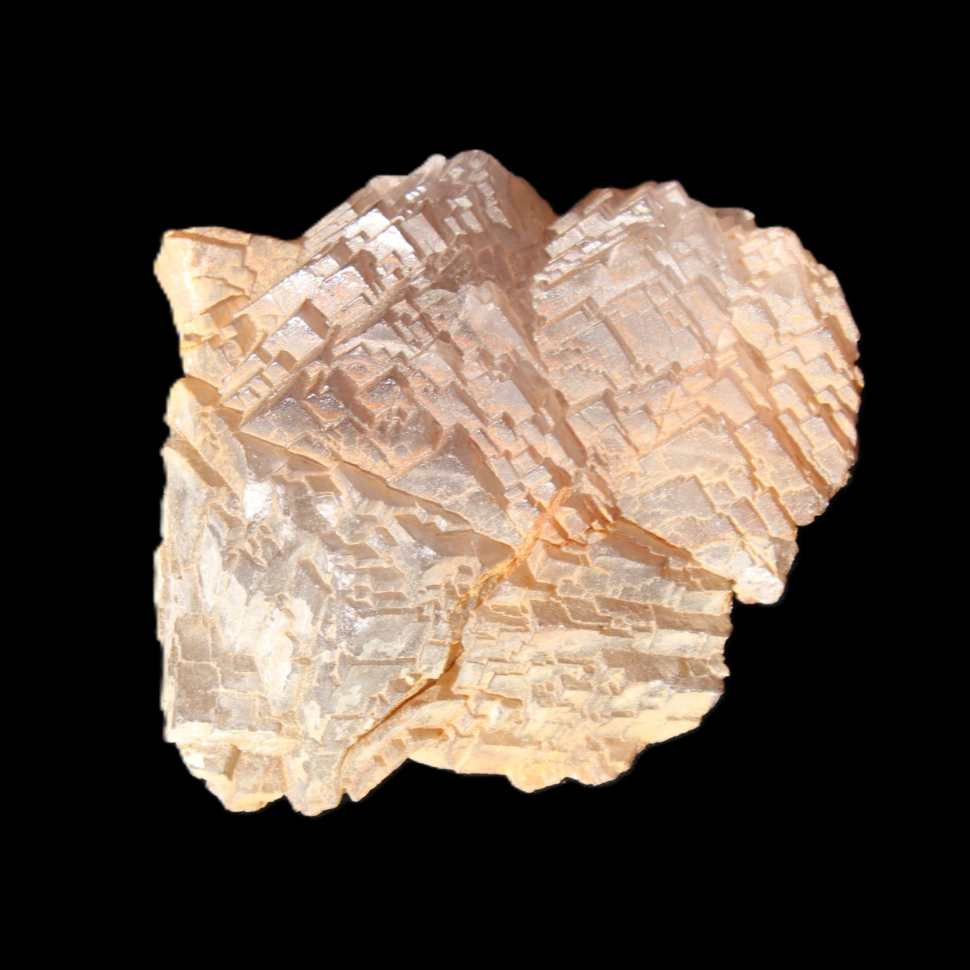 Clear Fluorite stepped cluster 87*80*28mm 238g in sunlight - Rocks and Things Store