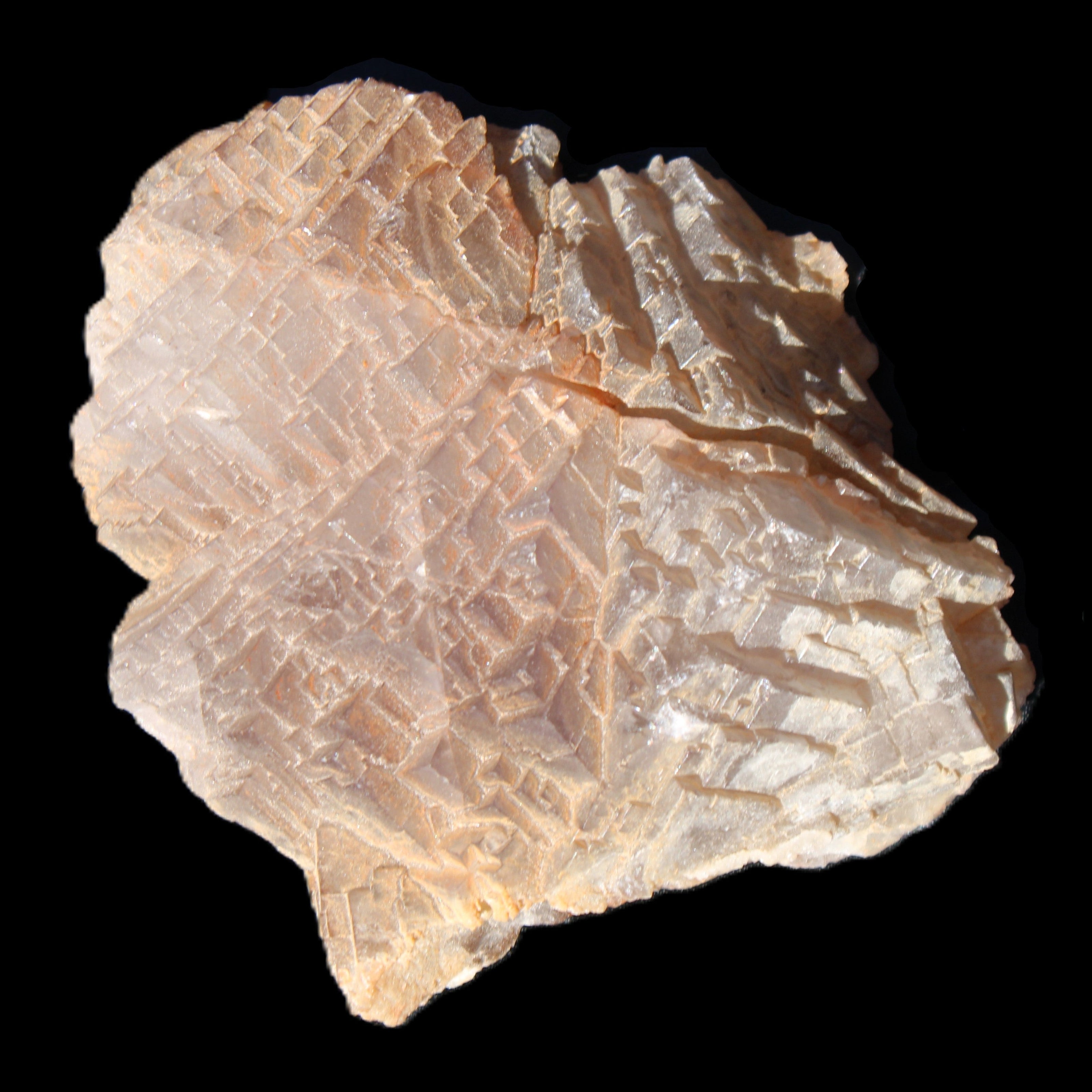 Clear Fluorite stepped cluster 87*80*28mm 238g in sunlight - Rocks and Things Store