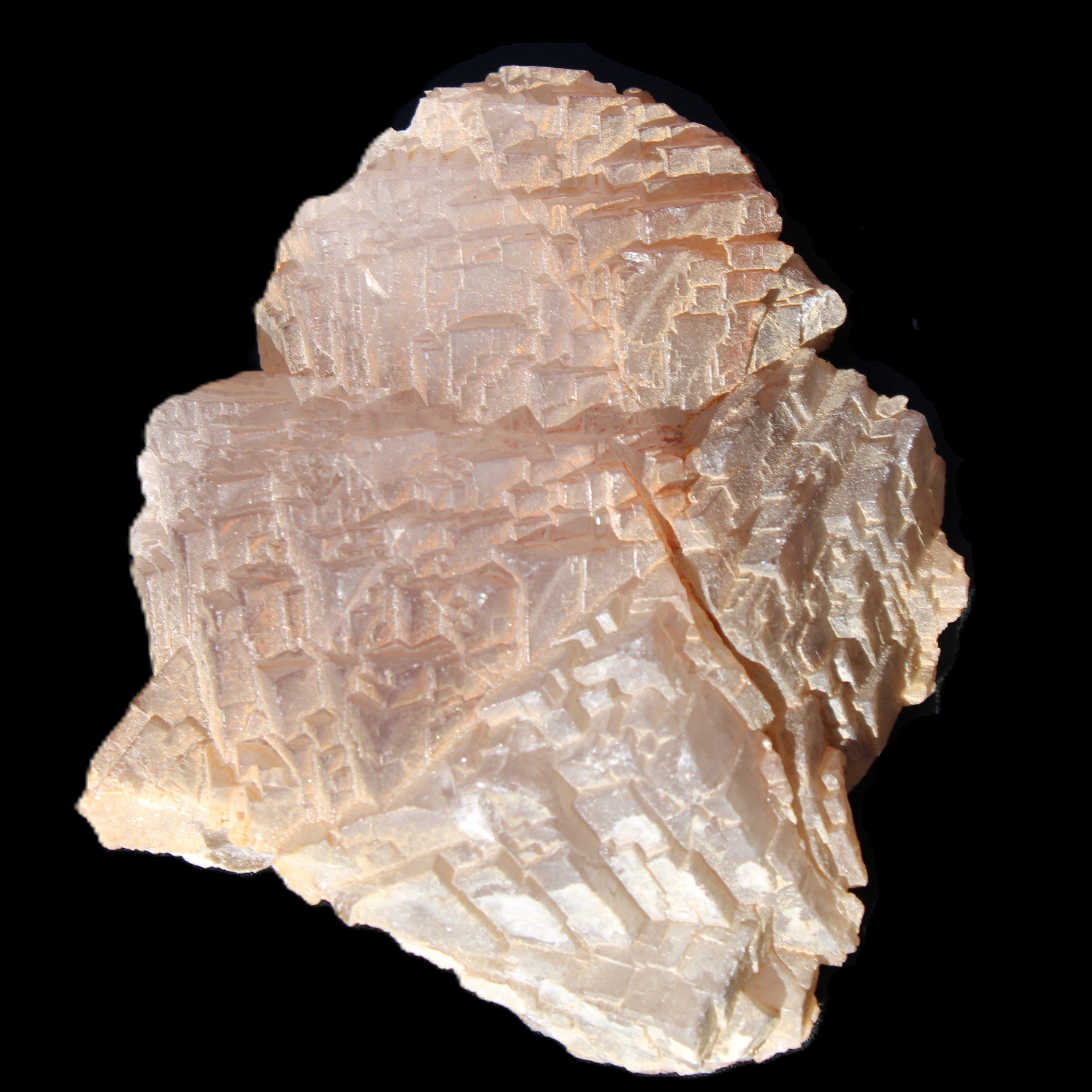 Clear Fluorite stepped cluster 87*80*28mm 238g in sunlight - Rocks and Things Store