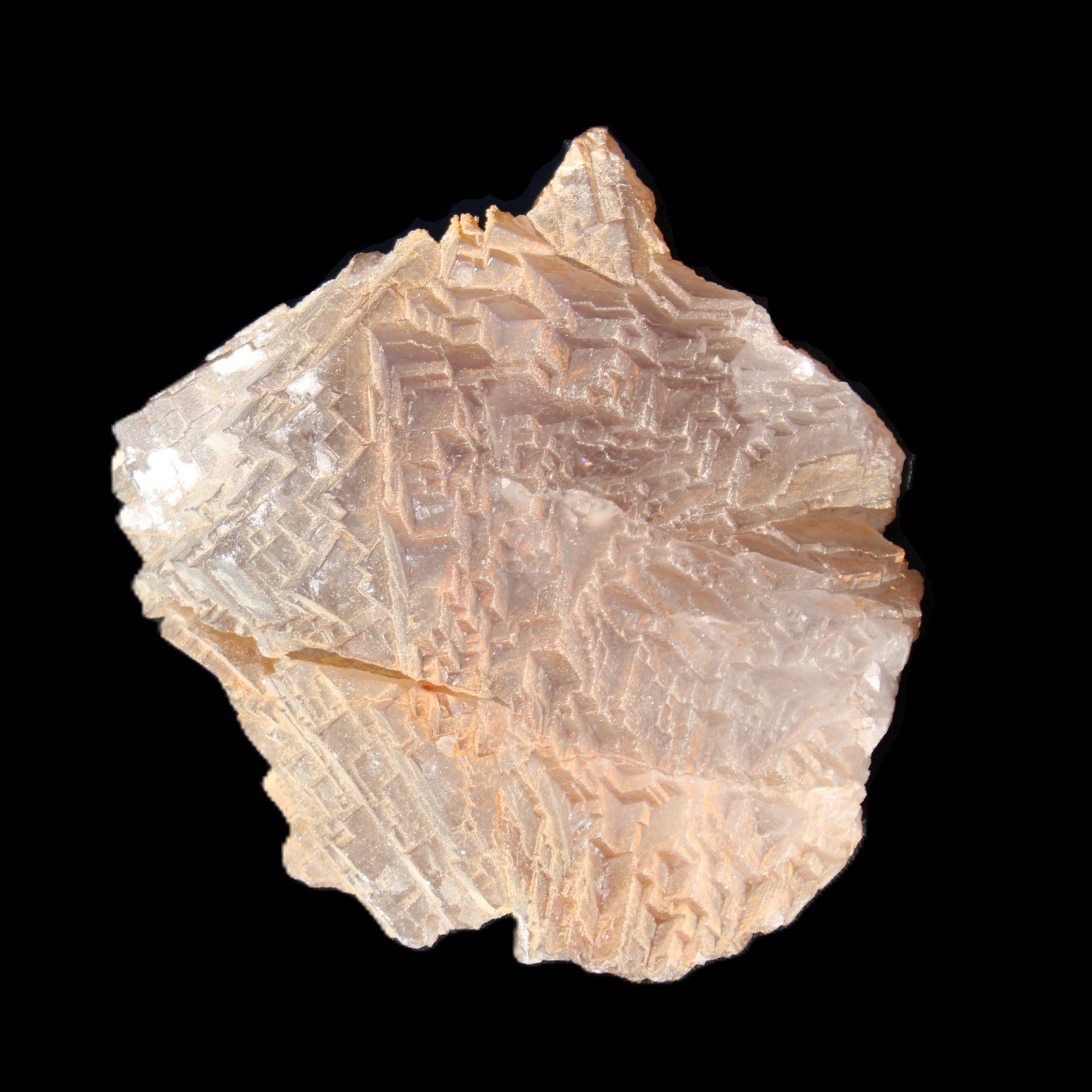 Clear Fluorite stepped cluster 87*80*28mm 238g in sunlight - Rocks and Things Store
