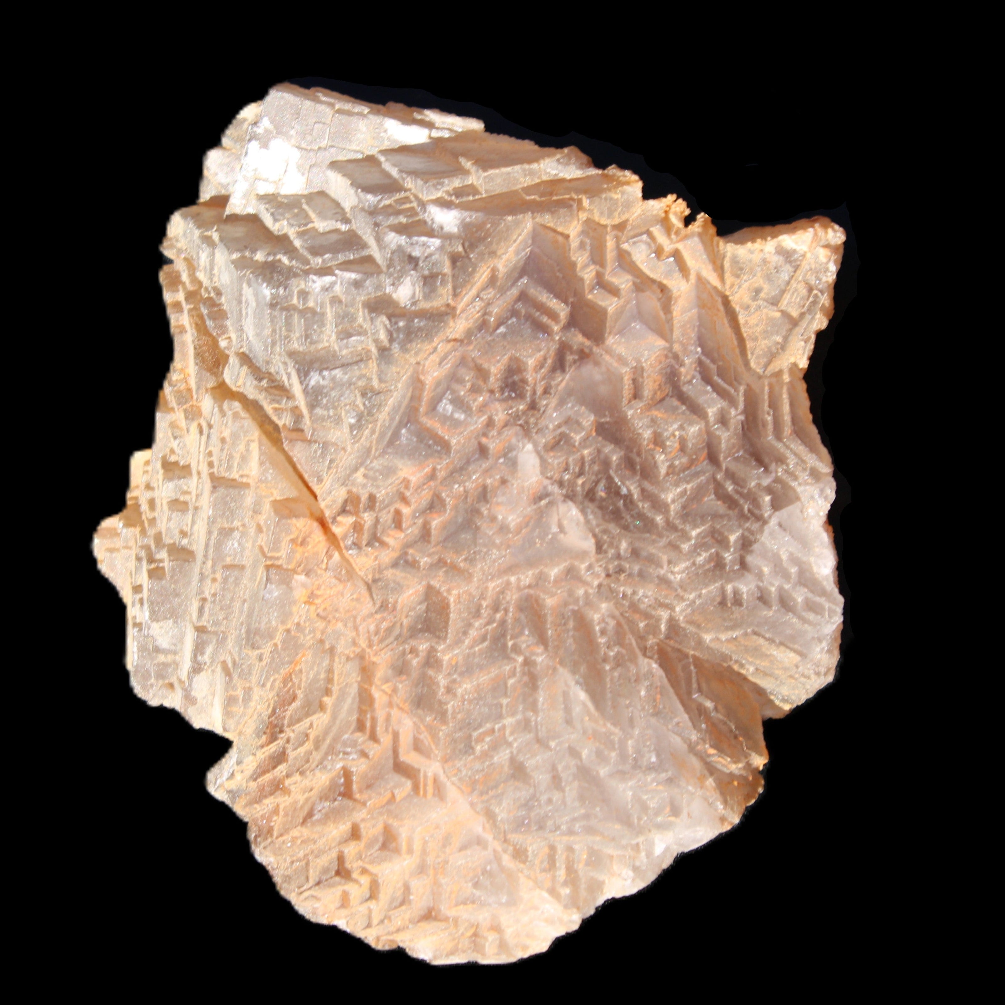 Clear Fluorite stepped cluster 87*80*28mm 238g in sunlight - Rocks and Things Store