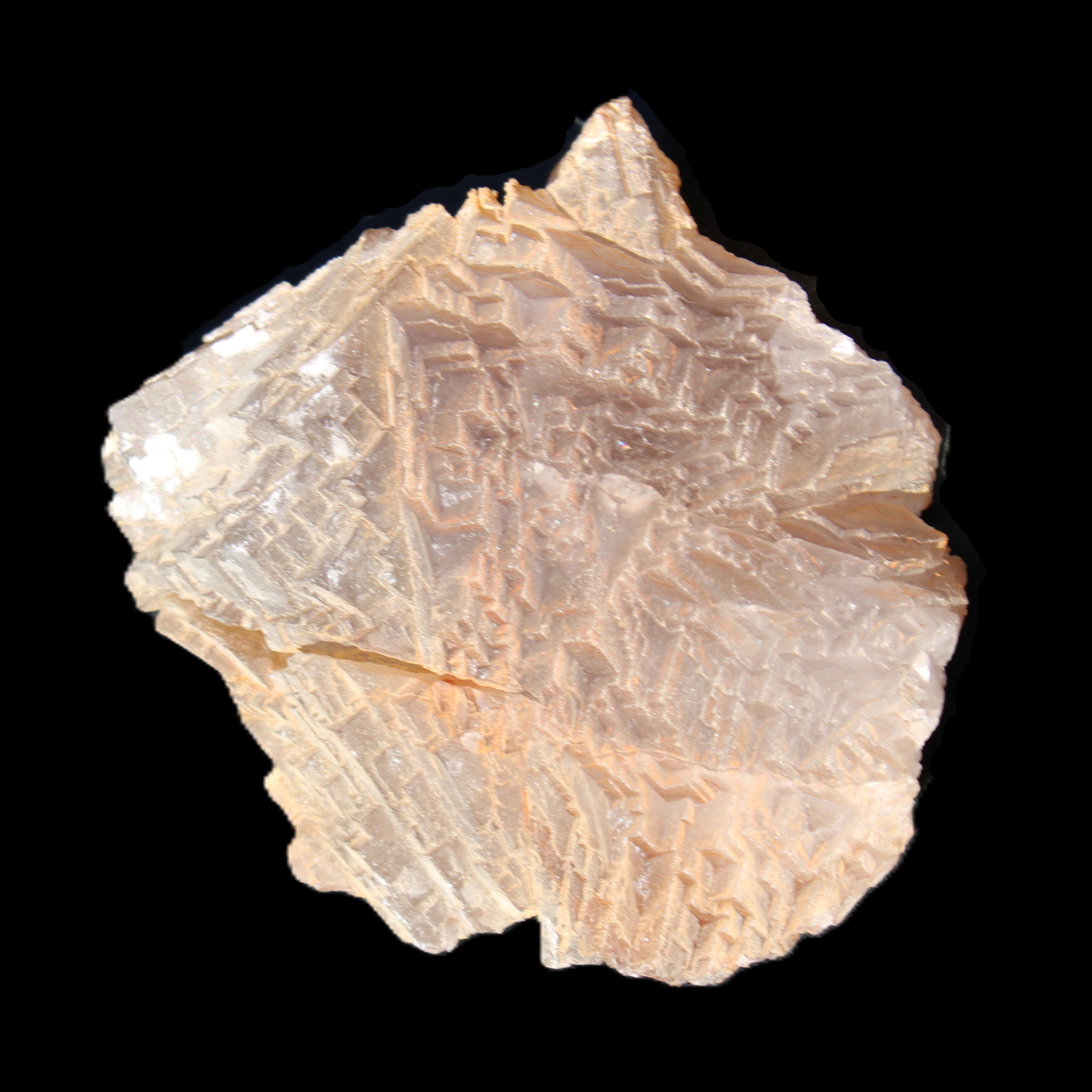 Clear Fluorite stepped cluster 87*80*28mm 238g in sunlight - Rocks and Things Store