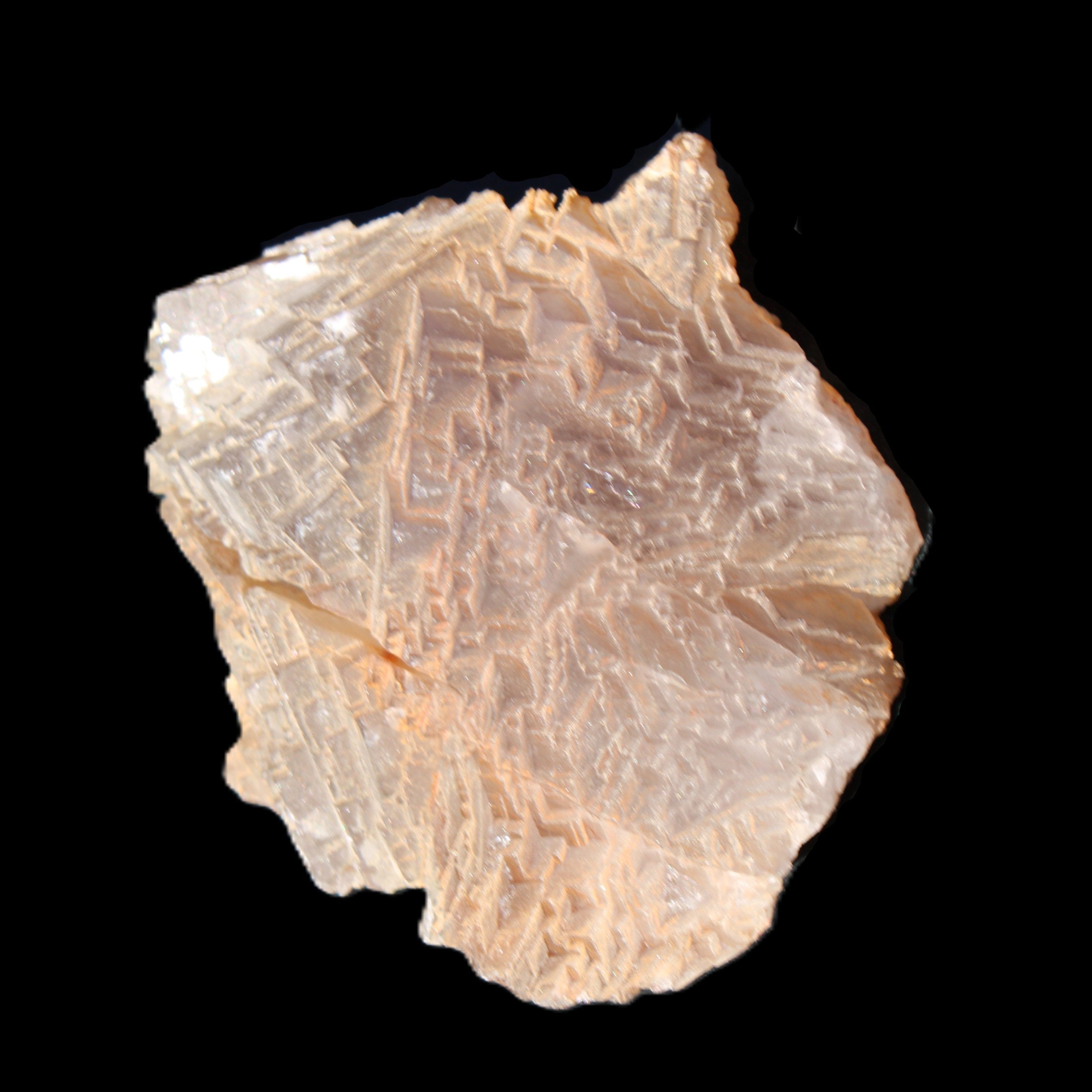 Clear Fluorite stepped cluster 87*80*28mm 238g in sunlight - Rocks and Things Store